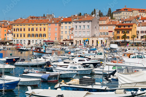Beautiful medieval town of Rovinj, colorful  with houses and church the harbor © rolandbarat