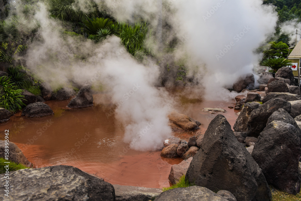 yufuin, japan volcano hot springs yufuin, japan volcano hot springs