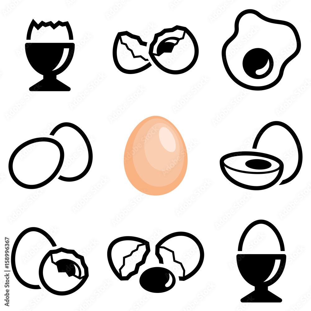 Egg icon collection - vector outline
