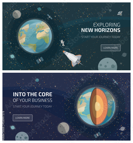 View of earth from space banners