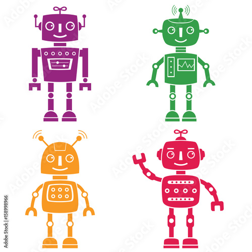 Robots silhouettes set