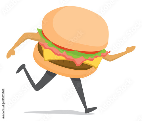 Hamburger running fast