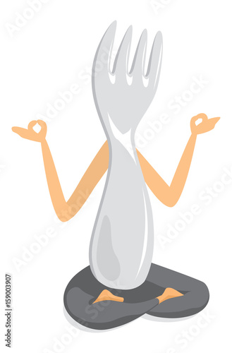 Fork practising yoga and meditation