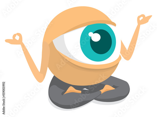 Big eye practising yoga in lotus position