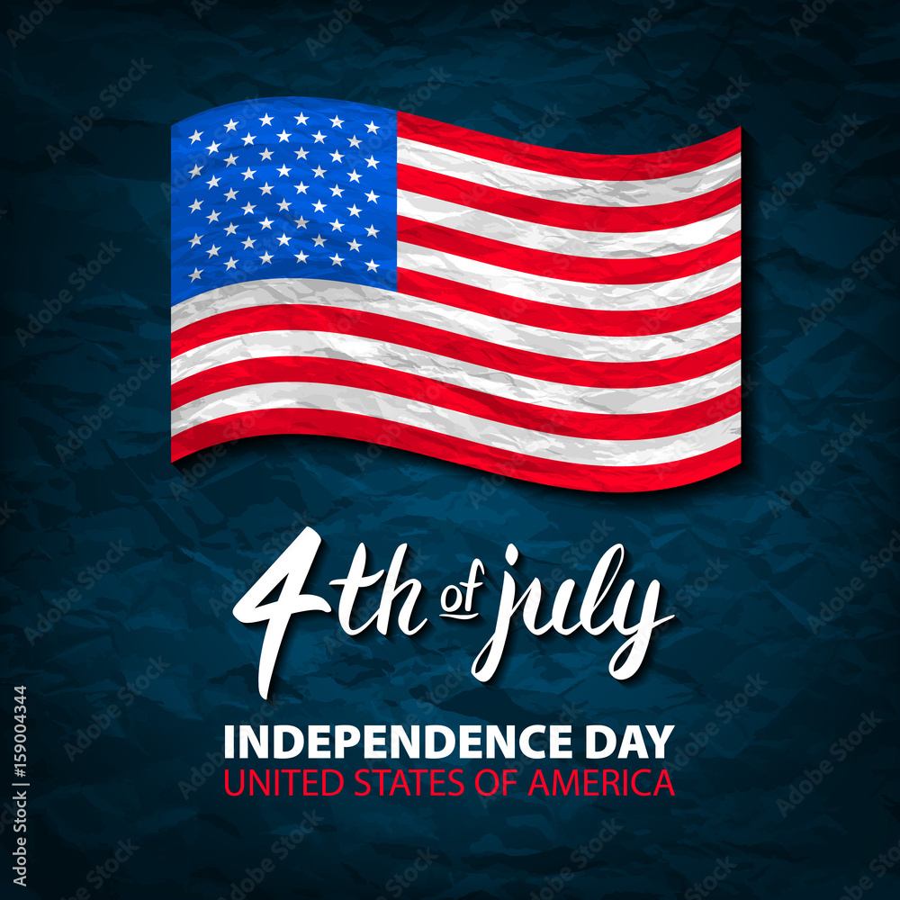 Fototapeta premium Fourth of July USA Independence Day greeting card. 4 th of July. United States of America celebration wallpaper. national holiday US flag card design.