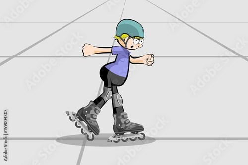 Cool Rollerblader boy in the skate rink