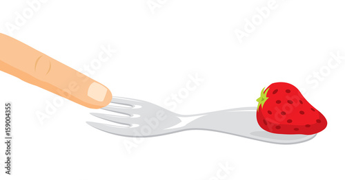Hand playing with food or strawberry