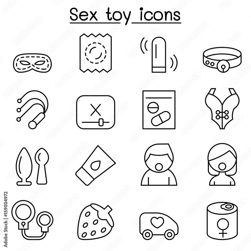 Sex Toy Icon Set In Thin Line Style Stock 벡터 | Adobe Stock
