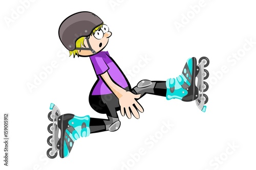 Rollerblader boy isolated on white
