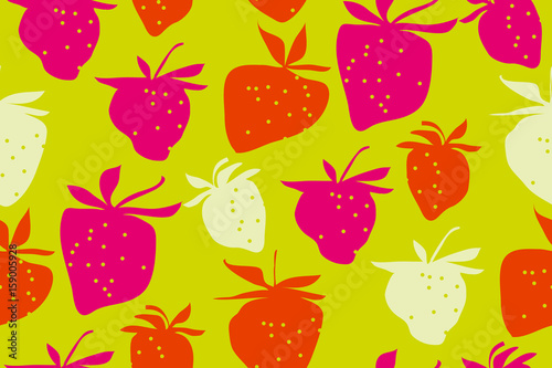 concept laconic strawberries seamless pattern. ripe summer berries modern style repeatable motif for surface design
