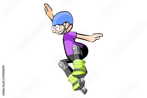 Rollerblader boy isolated on white - Cartoon style
