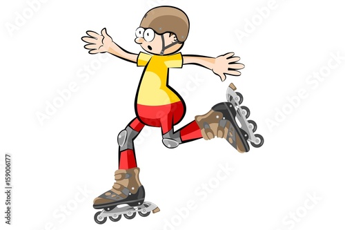 Rollerblader boy isolated on white