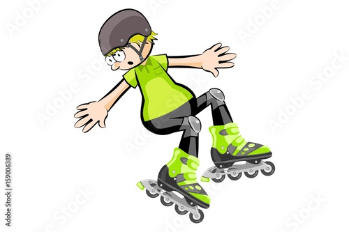 Rollerblader boy isolated on white - Cartoon style