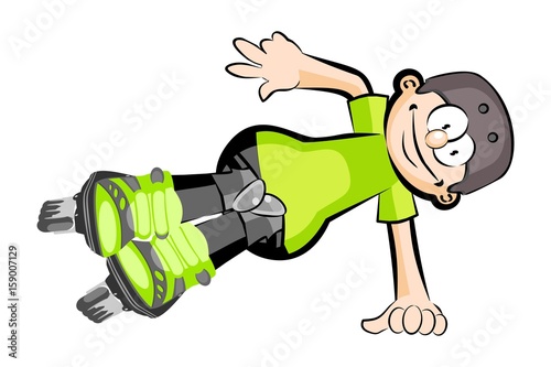 Rollerblader boy isolated on white - Cartoon style