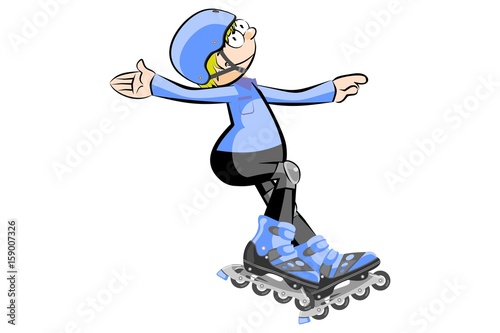 Rollerblader boy isolated on white