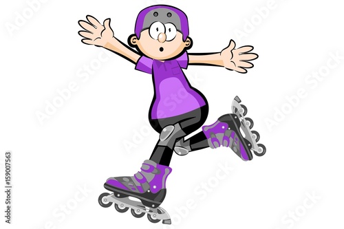 Rollerblader boy isolated on white - Cartoon style