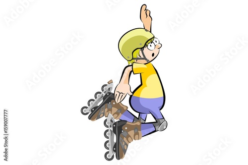 Rollerblader boy isolated on white - Cartoon style