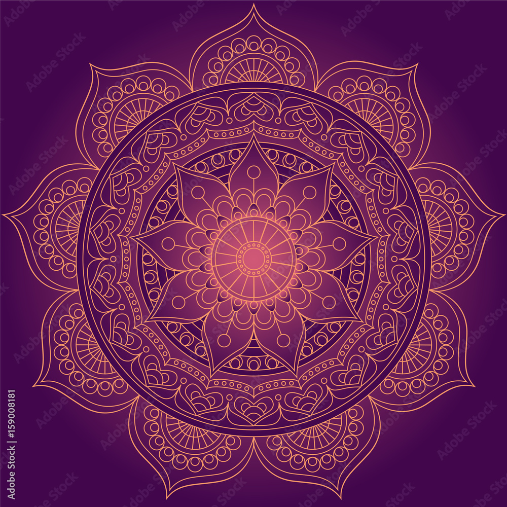 Mandala, square background design, lace ornament in oriental style.