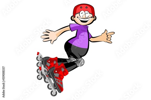 Rollerblader boy isolated on white - Cartoon style