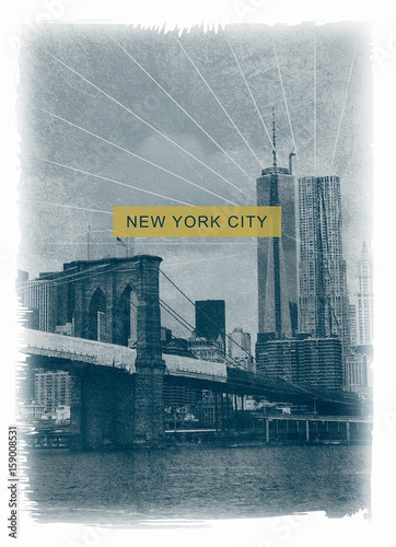 Photography photoprint new york brooklyn bridge tee shirt graphic typography