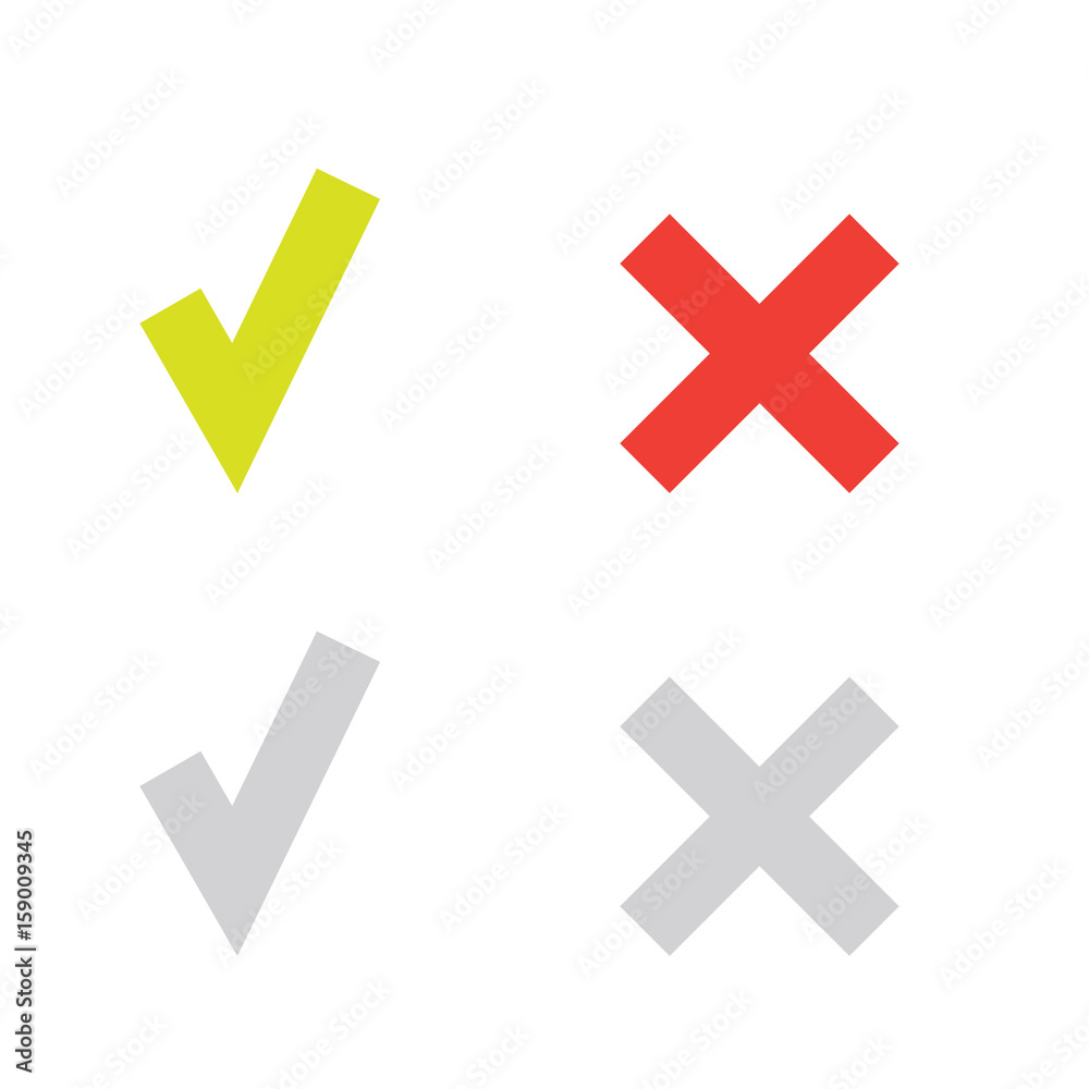 line green check mark or check box icons set