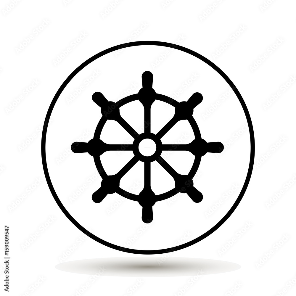 Ship wheel. Boat steering wheel icon. Vector illustration on white background