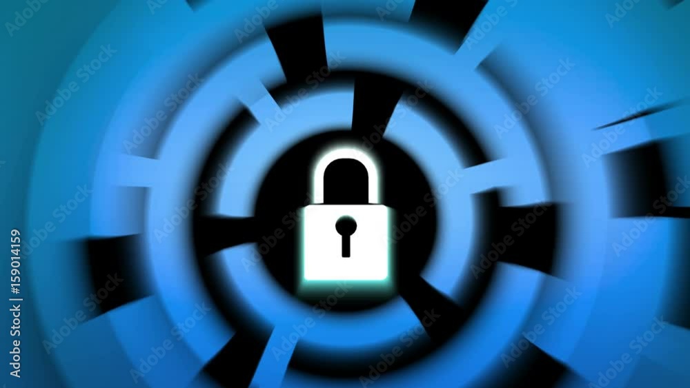 4k Digital Padlock Cyber Security Concept,internet connection tunnel with secure connection lock at the center,data display. 4k Digital Padlock Cyber Security Concept,internet connection tunnel with secure connection lock at the center,data display.