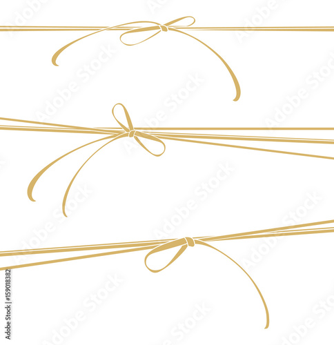 Vector template gold ocher lace bows.