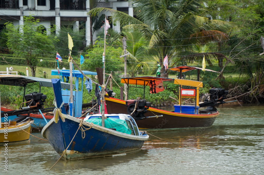 Fishing boats in a small river estuary