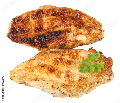 Grilled chicken fillet isolated on white background