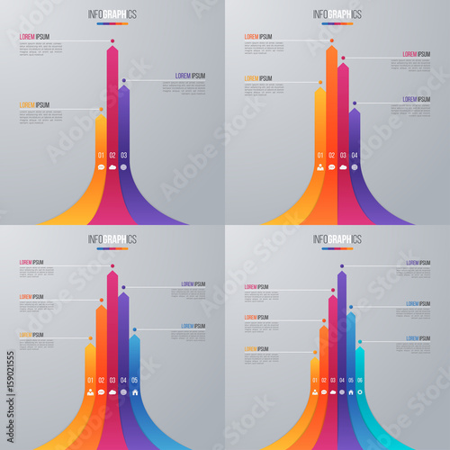 Bar chart infographic template with 5 options.
