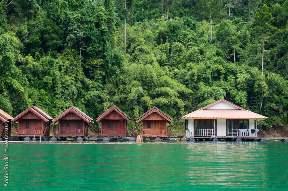 Floating bungalows inside Khao Sok National Park Floating bungalows inside Khao Sok National Park