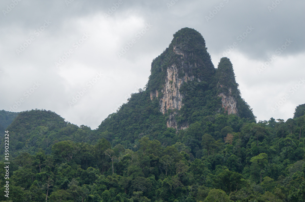 Massive limestone cliff inside Khao Sok National Park