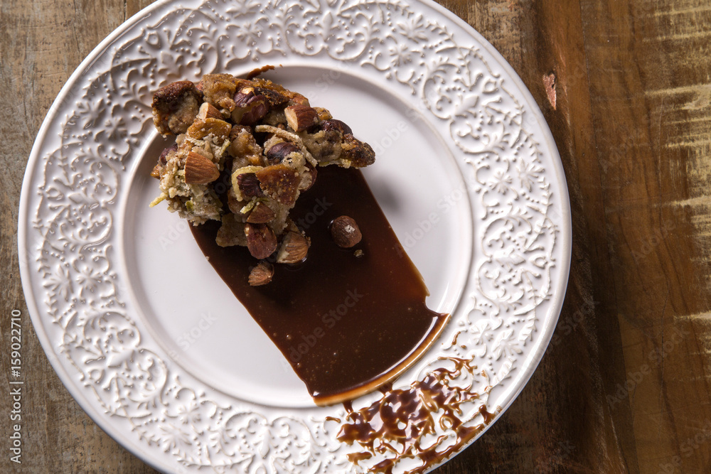 Dessert panforte with cream of coffee Dessert panforte with cream of coffee