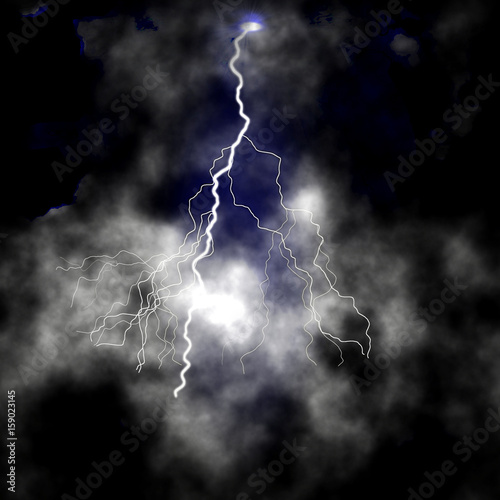 Fulmine tra le nuvole. Scarica elettrica di grandi dimensioni tra le nuvole photo
