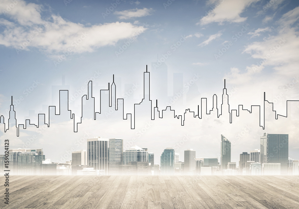 Background image with city center view as modern business life c Background image with city center view as modern business life c