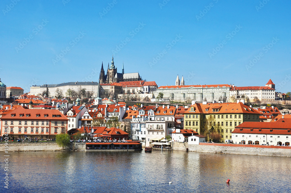Fototapeta premium Prague Castle with famous Charles Bridge in Czech Republic