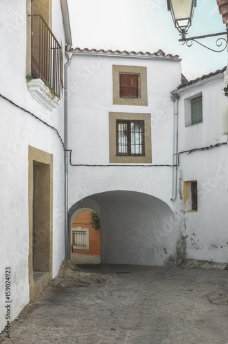 Stone and whitewashed houses of Trujillo street photo