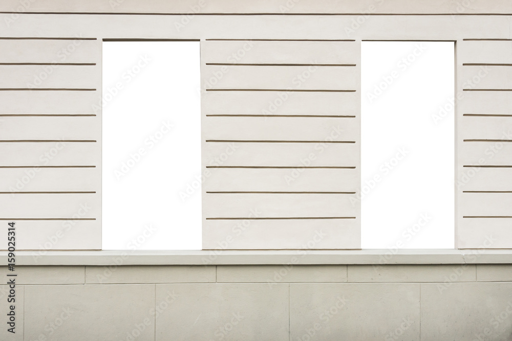 Fototapeta premium Two vertical mock up's of store blank showcase window in a city