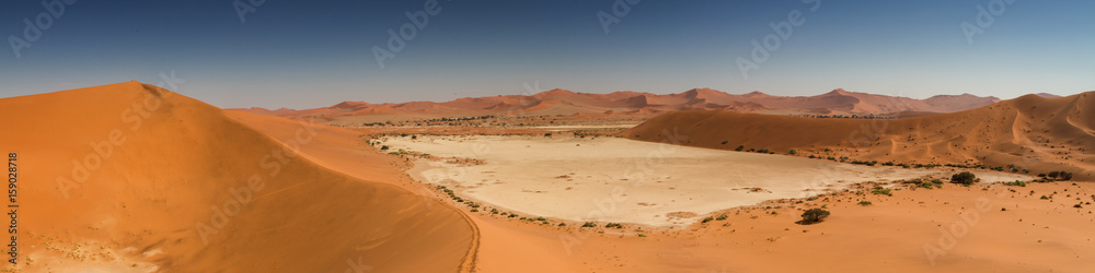 Panorama of the dune landscape at Sossusvlei Panorama of the dune landscape at Sossusvlei