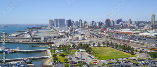The harbor and skyline of San Diego - amazing aerial view - SAN DIEGO - CALIFORNIA - APRIL 21, 2017