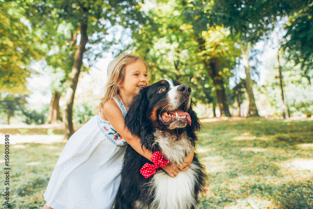 Small Blonde Girl With Huge Dog Small Blonde Girl With Huge Dog