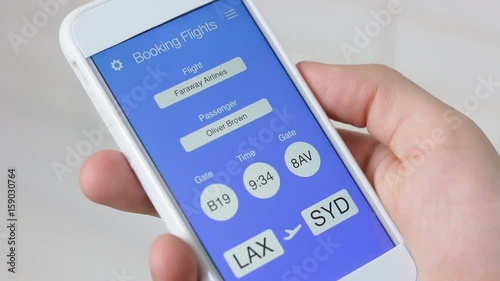 Checking boarding pass using mobile application on the smartphone
