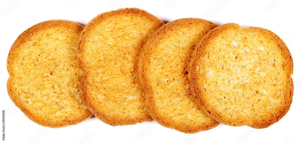pile rusks with wholewheat flour, bread sliced isolated, whole wheat dry rusk bread, wholemeal bread isolated on white background