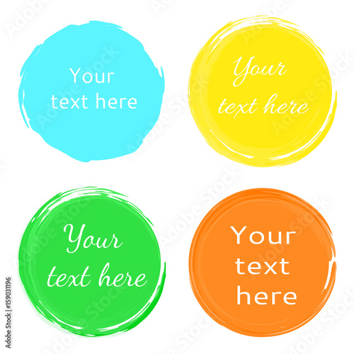 Round colored patterns imitating the brush. Stickers for product decoration and text.