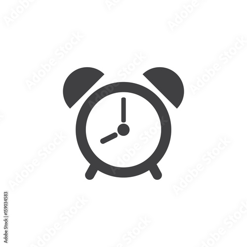 Alarm clock icon in black on a white background. Vector illustration