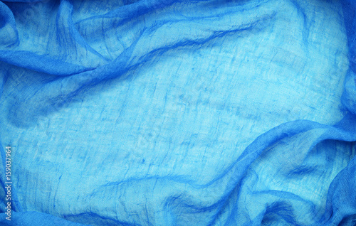 Closeup of blue folded fabric