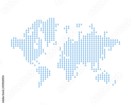 The world map consists of icon social avatar. A concept on social networks. Flat vector illustration EPS 10