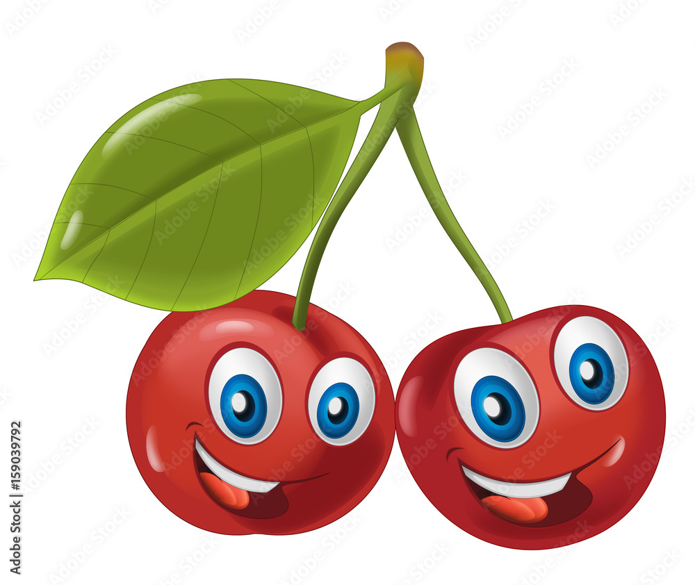 cartoon vegetable smiling and looking cherry / illustration for children  Stock Illustration | Adobe Stock