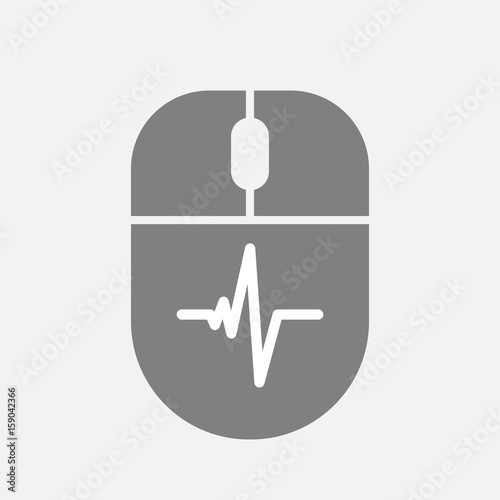 Isolated computer mouse with a heart beat sign